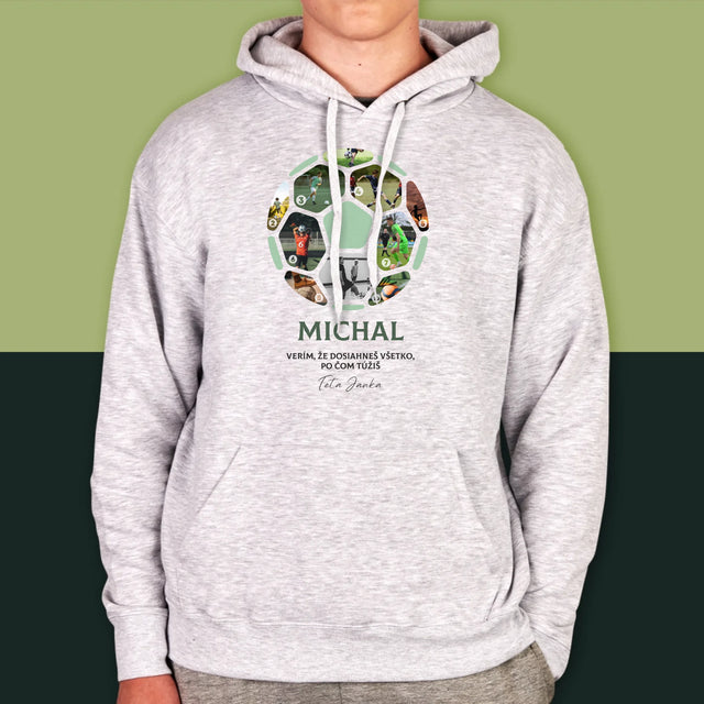 Fotokoláž: Futbal Koláž Z Fotografií - Pánska Mikina S Kapucňou