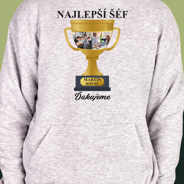 Fotokoláž: Pohár Pre Najlepšieho Šéfa - Pánska Mikina S Kapucňou