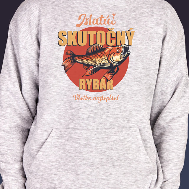 Meno A Podpis: Skutočný Rybár - Pánska Mikina S Kapucňou