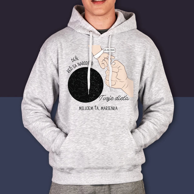 Mapa Hviezd: Deň, Keď Sa Narodilo Tvoje Dieťa - Pánska Mikina S Kapucňou