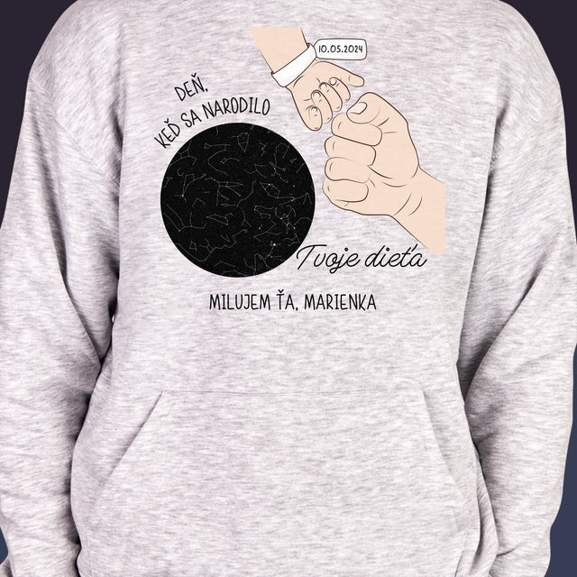 Mapa Hviezd: Deň, Keď Sa Narodilo Tvoje Dieťa - Pánska Mikina S Kapucňou