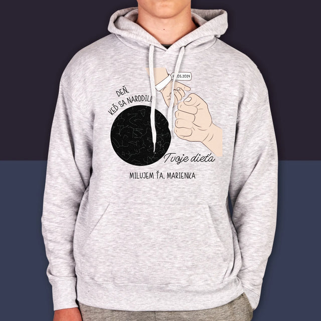 Mapa Hviezd: Deň, Keď Sa Narodilo Tvoje Dieťa - Pánska Mikina S Kapucňou