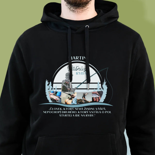 Tvar Z Fotografií: Vášnivý Rybár - Pánska Mikina S Kapucňou