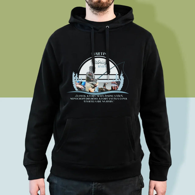 Tvar Z Fotografií: Vášnivý Rybár - Pánska Mikina S Kapucňou