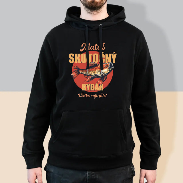 Meno A Podpis: Skutočný Rybár - Pánska Mikina S Kapucňou