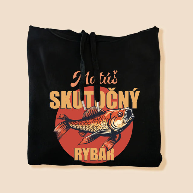 Meno A Podpis: Skutočný Rybár - Pánska Mikina S Kapucňou