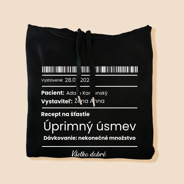 Meno A Podpis: Recept Na Šťastie - Pánska Mikina S Kapucňou