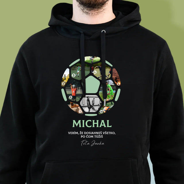 Fotokoláž: Futbal Koláž Z Fotografií - Pánska Mikina S Kapucňou