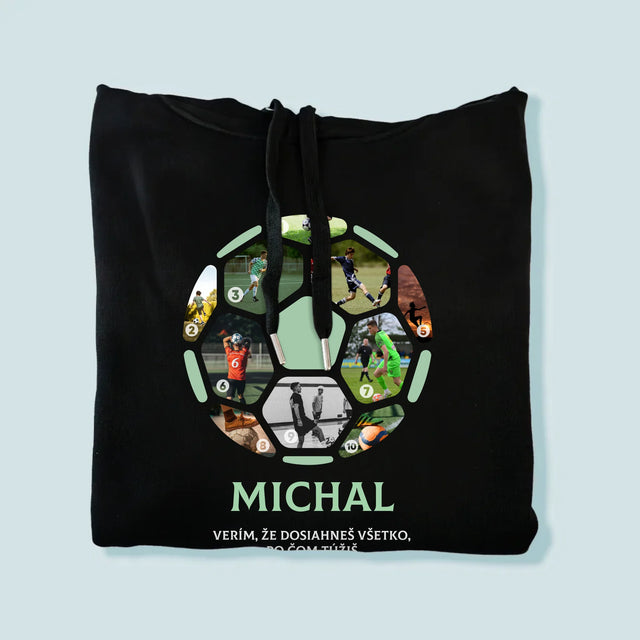 Fotokoláž: Futbal Koláž Z Fotografií - Pánska Mikina S Kapucňou