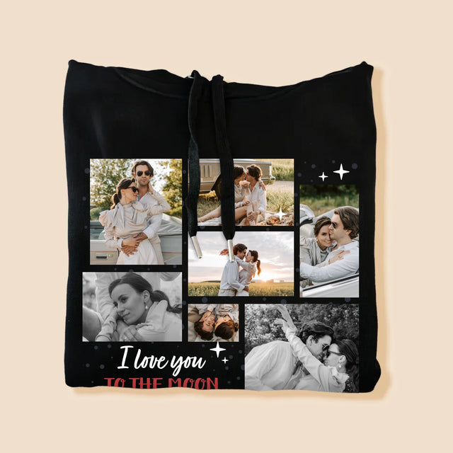 Fotokoláž: To The Moon And Back - Pánska Mikina S Kapucňou