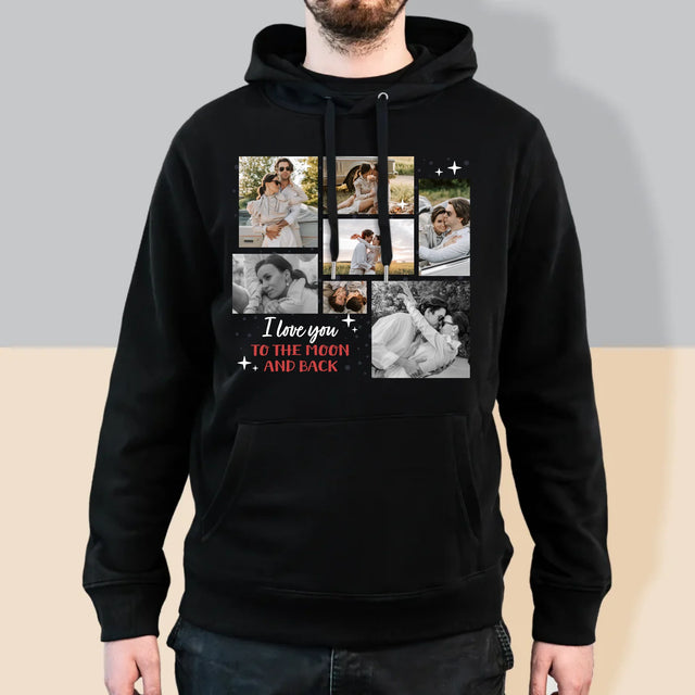 Fotokoláž: To The Moon And Back - Pánska Mikina S Kapucňou