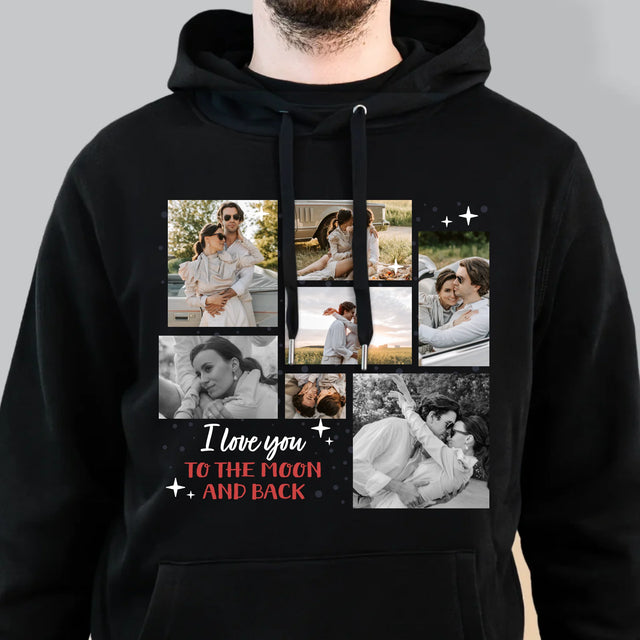 Fotokoláž: To The Moon And Back - Pánska Mikina S Kapucňou