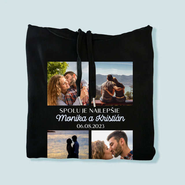 Fotokoláž: Spolu Nám Je Najlepšie - Pánska Mikina S Kapucňou