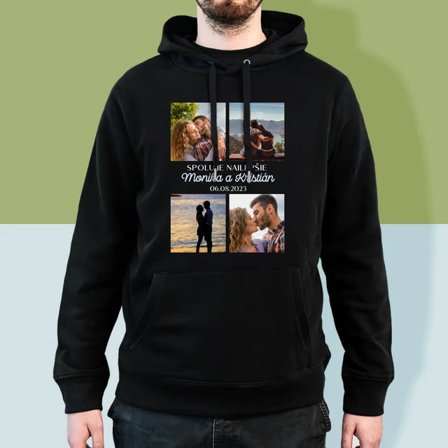 Fotokoláž: Spolu Nám Je Najlepšie - Pánska Mikina S Kapucňou