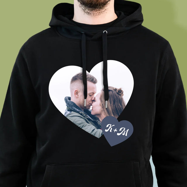 Fotokoláž: Iniciály Srdce - Pánska Mikina S Kapucňou