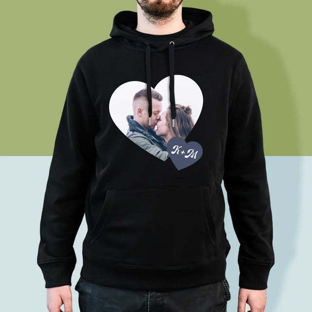 Fotokoláž: Iniciály Srdce - Pánska Mikina S Kapucňou