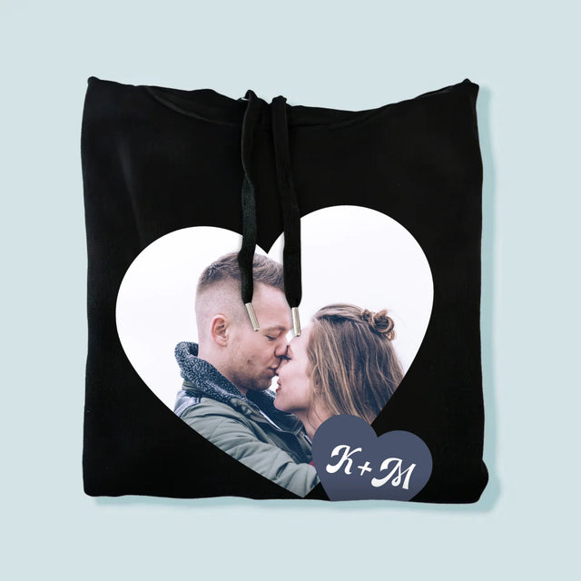 Fotokoláž: Iniciály Srdce - Pánska Mikina S Kapucňou