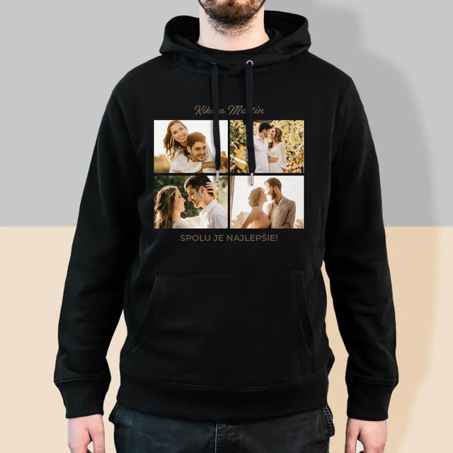 Fotokoláž: Spolu Je Najlepšie Koláž Z Fotiek - Pánska Mikina S Kapucňou