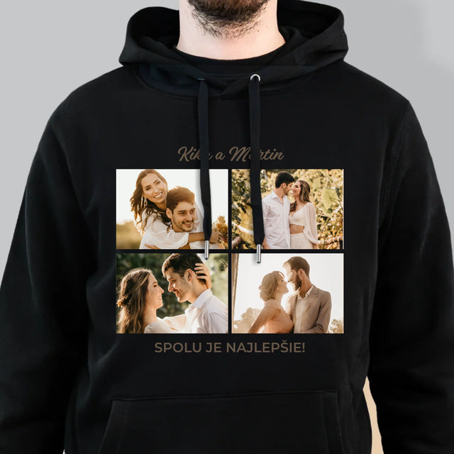 Fotokoláž: Spolu Je Najlepšie Koláž Z Fotiek - Pánska Mikina S Kapucňou