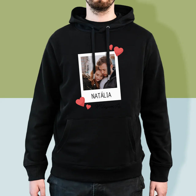 Fotografia A Podpis: Milujem Ťa Fotografia - Pánska Mikina S Kapucňou