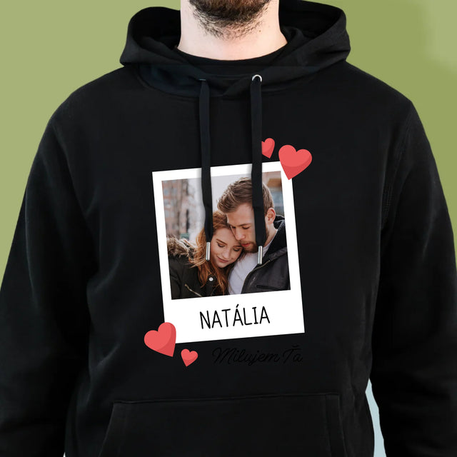 Fotografia A Podpis: Milujem Ťa Fotografia - Pánska Mikina S Kapucňou