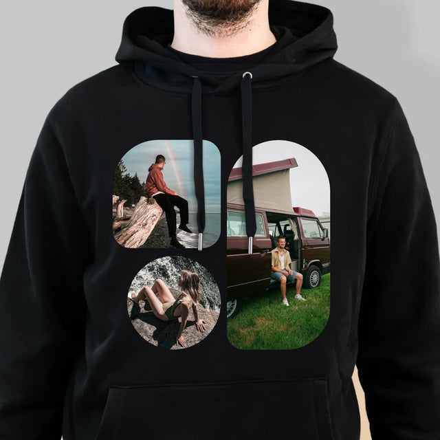 Fotokoláž: Tvary - Pánska Mikina S Kapucňou