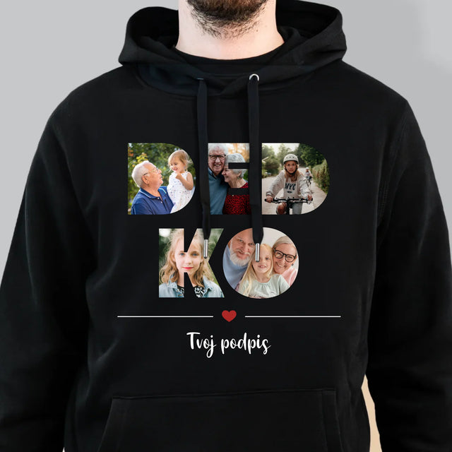 Slovo Z Fotografií: Dedko Z Tvojich Fotografií - Pánska Mikina S Kapucňou