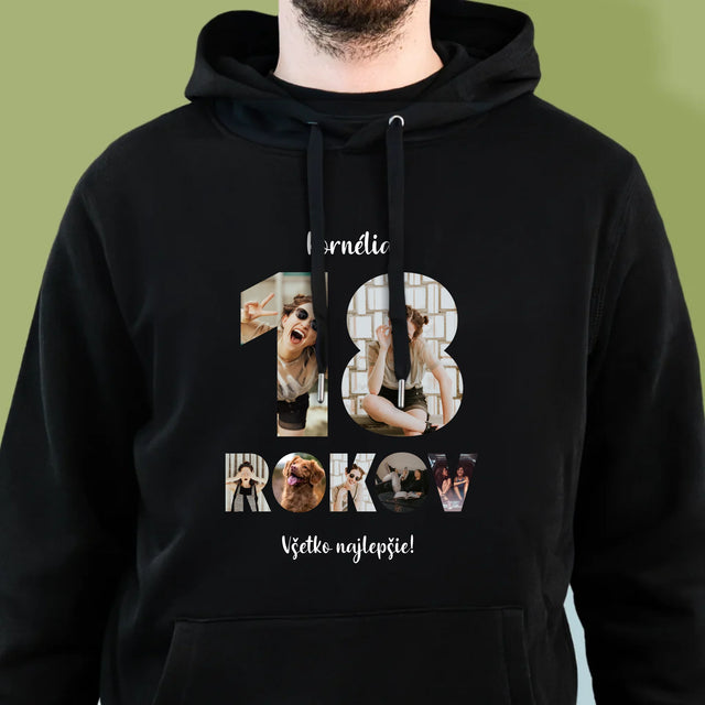 Slovo Z Fotografií: 18 Rokov Z Tvojich Fotografií - Pánska Mikina S Kapucňou