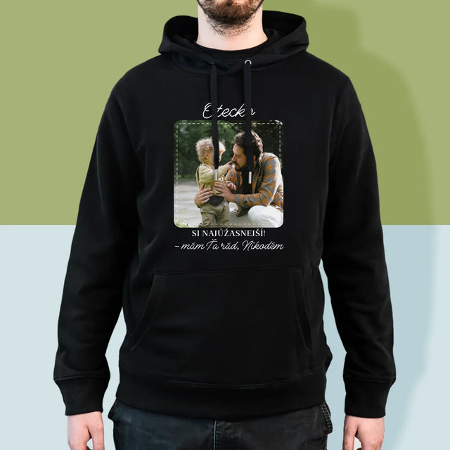 Fotografia A Podpis: Najúžasnejší Otec - Pánska Mikina S Kapucňou