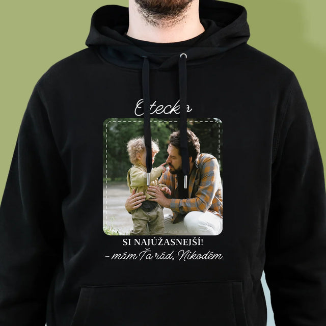 Fotografia A Podpis: Najúžasnejší Otec - Pánska Mikina S Kapucňou