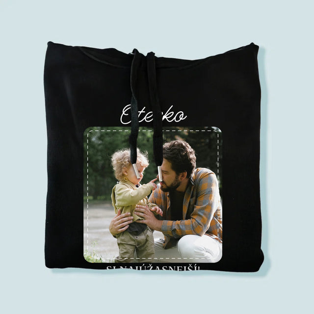 Fotografia A Podpis: Najúžasnejší Otec - Pánska Mikina S Kapucňou