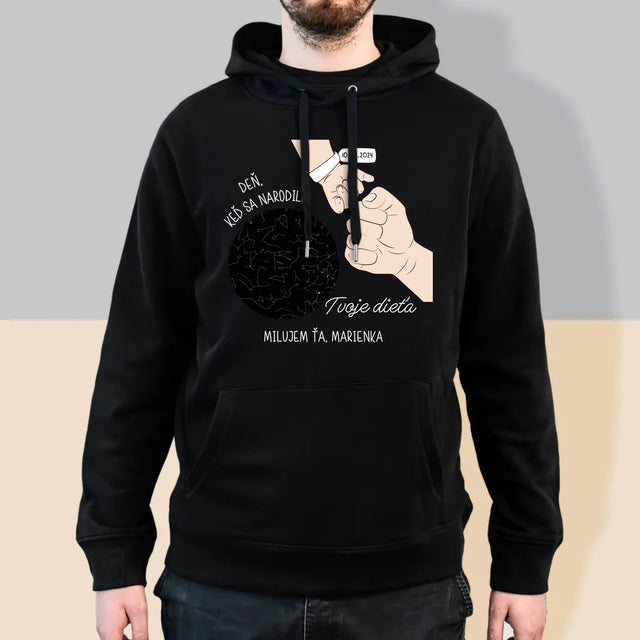 Mapa Hviezd: Deň, Keď Sa Narodilo Tvoje Dieťa - Pánska Mikina S Kapucňou