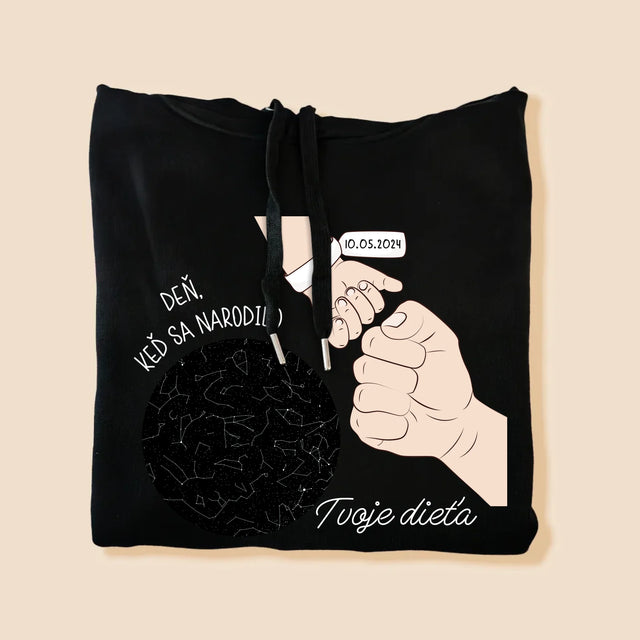 Mapa Hviezd: Deň, Keď Sa Narodilo Tvoje Dieťa - Pánska Mikina S Kapucňou