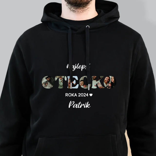 Slovo Z Fotografií: Najlepší Otecko Roka - Pánska Mikina S Kapucňou