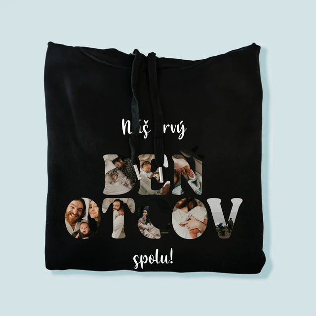 Slovo Z Fotografií: Náš Prvý Deň Otcov - Pánska Mikina S Kapucňou