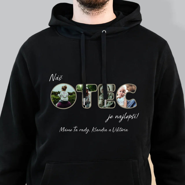 Slovo Z Fotografií: Náš Otec Je Najlepší - Pánska Mikina S Kapucňou