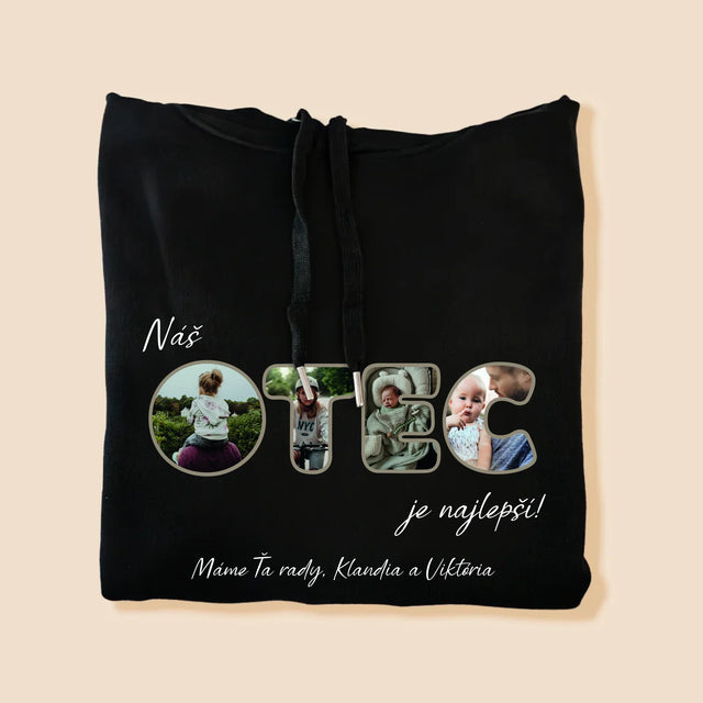 Slovo Z Fotografií: Náš Otec Je Najlepší - Pánska Mikina S Kapucňou