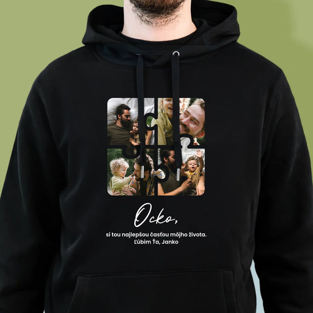 Fotokoláž: Puzzle Fotografie Pre Ocka - Pánska Mikina S Kapucňou
