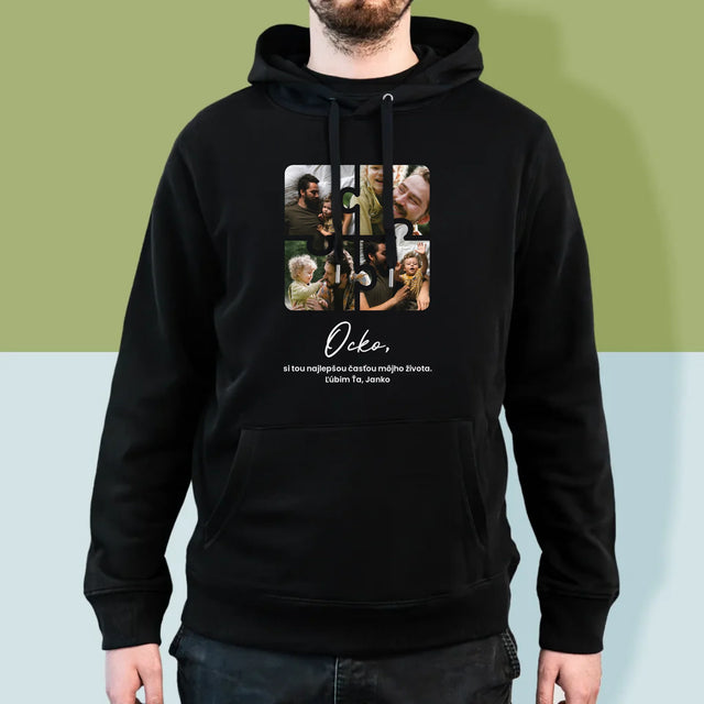 Fotokoláž: Puzzle Fotografie Pre Ocka - Pánska Mikina S Kapucňou