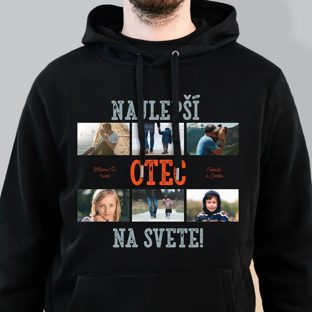 Fotokoláž: Najlepší Otec Na Svete Fotografie - Pánska Mikina S Kapucňou