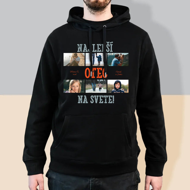 Fotokoláž: Najlepší Otec Na Svete Fotografie - Pánska Mikina S Kapucňou