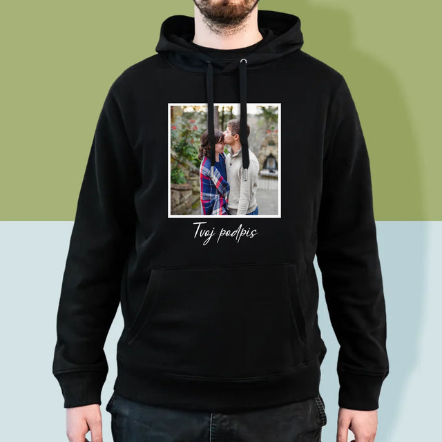 Fotografia A Podpis: Tvoja Fotografia A Podpis - Pánska Mikina S Kapucňou