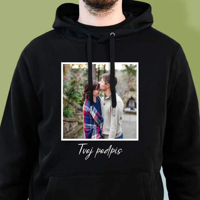 Fotografia A Podpis: Tvoja Fotografia A Podpis - Pánska Mikina S Kapucňou