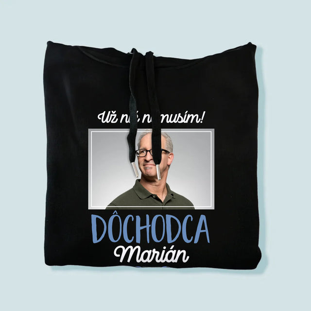 Fotografia A Podpis: Nič Nemusím! Dôchodca - Pánska Mikina S Kapucňou