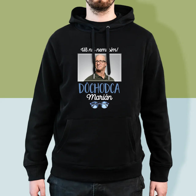 Fotografia A Podpis: Nič Nemusím! Dôchodca - Pánska Mikina S Kapucňou