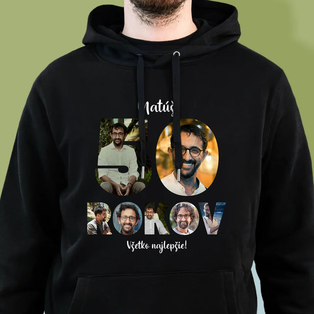 Slovo Z Fotografií: 50 Rokov Z Tvojich Fotografií - Pánska Mikina S Kapucňou