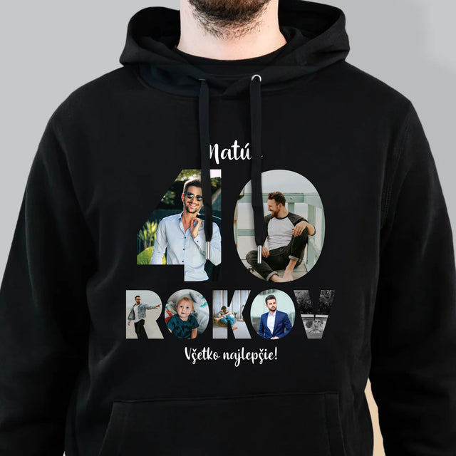 Slovo Z Fotografií: 40 Rokov Z Tvojich Fotografií - Pánska Mikina S Kapucňou