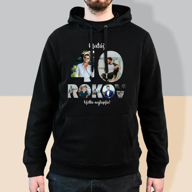 Slovo Z Fotografií: 40 Rokov Z Tvojich Fotografií - Pánska Mikina S Kapucňou