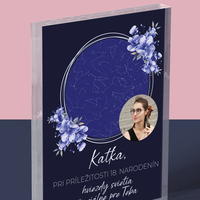 Mapa Hviezd: Mapa Hviezd: Hviezdy Svietia K Narodeninám - Akrylový Blok (Vertikálne)