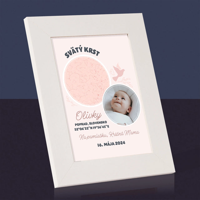 Mapa Hviezd: Krst - Rámček Na Fotografiu (Vertikálne)